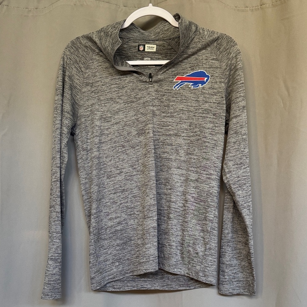 Buffalo Bills Gray Quarter-Zip Pullover with Logo